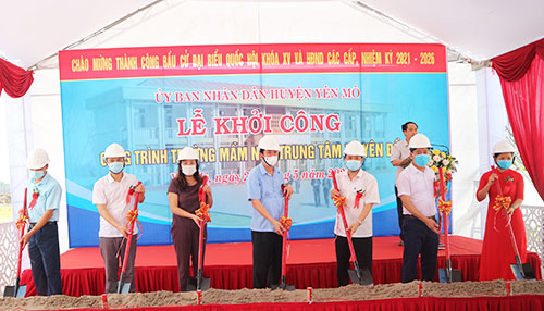 Lễ khởi công Trường mầm non Yên Đồng (khu trung tâm xã)- Công trình chào mừng thành công Cuộc bầu cử đại biểu Quốc hội khóa XV và đại biểu HĐND các cấp, nhiệm kỳ 2021- 2026