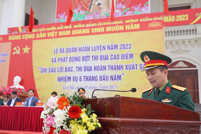 Lễ ra quân huấn luyện năm 2023 và phát động thi đua cao điểm “Ghi sâu lời Bác, thi đua hoàn thành xuất sắc nhiệm vụ 6 tháng đầu năm”